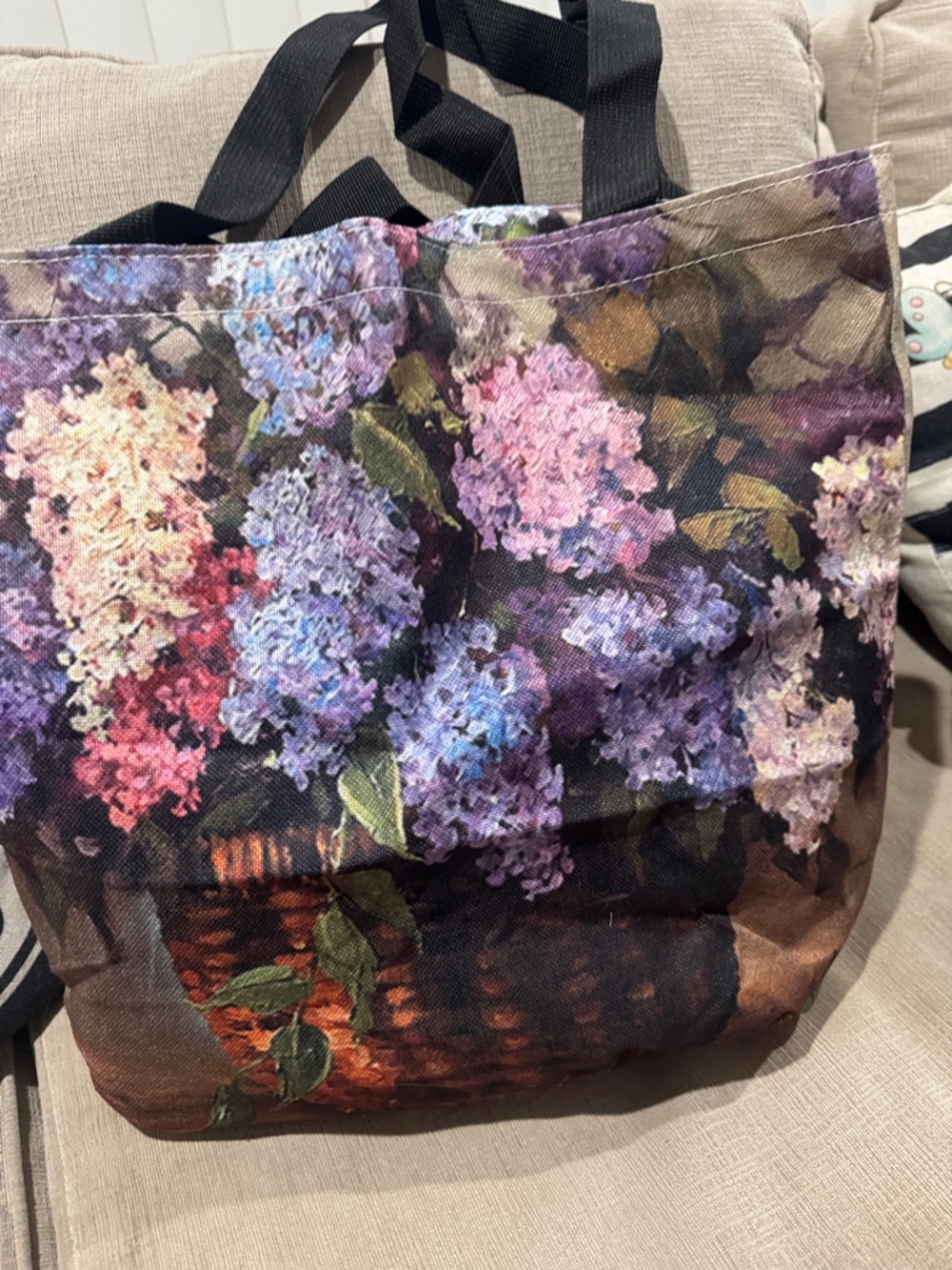 Floral Canvas Tote Bag - Multicolor